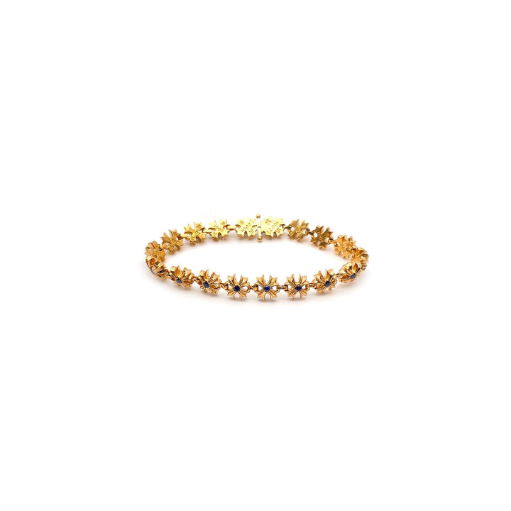Chrome Hearts 22K Gold Tiny Plus Cross Blue Saph ID Bracelet - SHENGLI ROAD MARKET