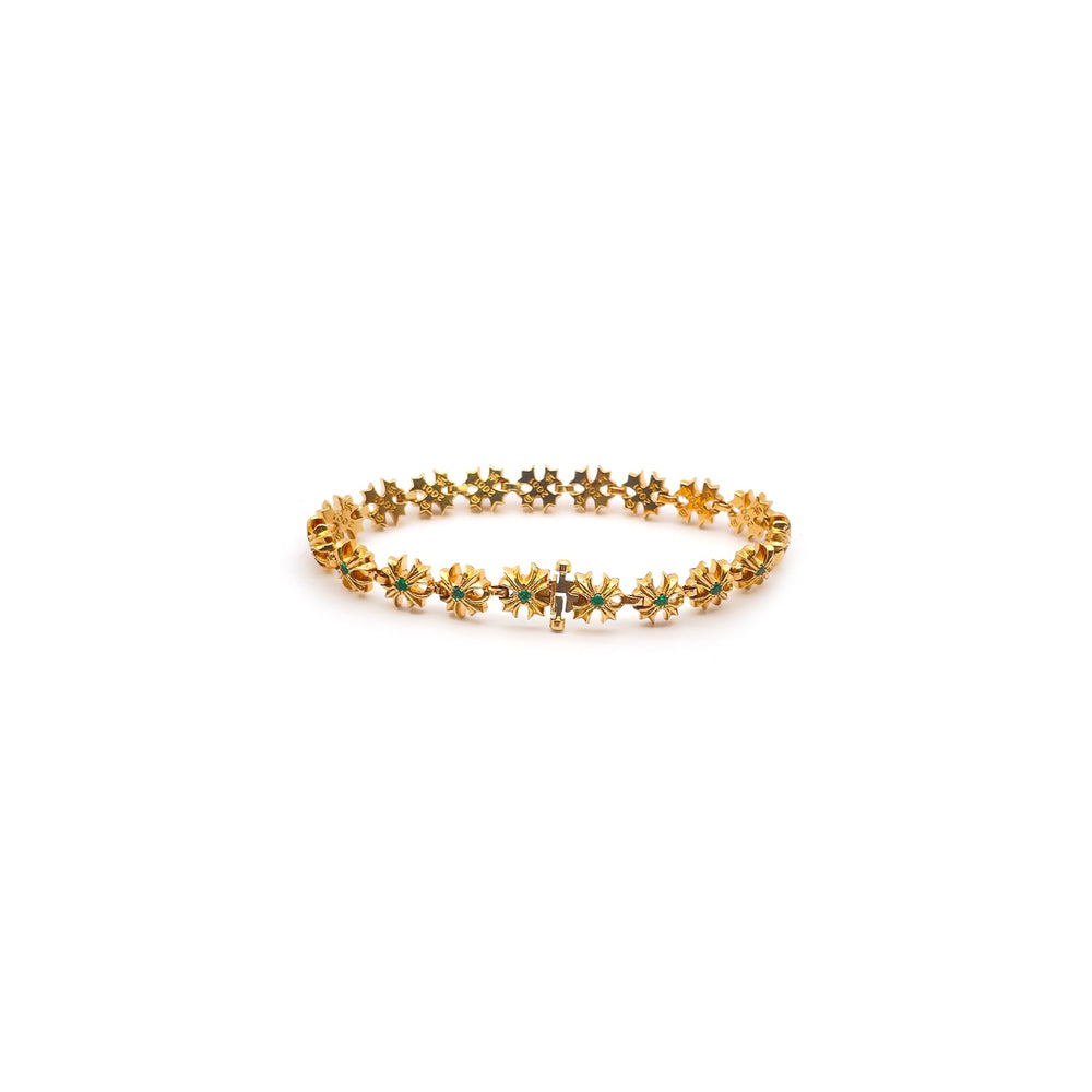 Chrome Hearts 22K Gold Tiny Plus Cross Emerald ID Bracelet - SHENGLI ROAD MARKET