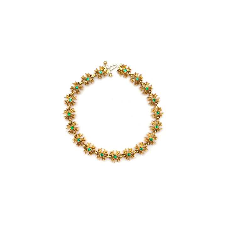 Chrome Hearts 22K Gold Tiny Plus Cross Emerald ID Bracelet - SHENGLI ROAD MARKET