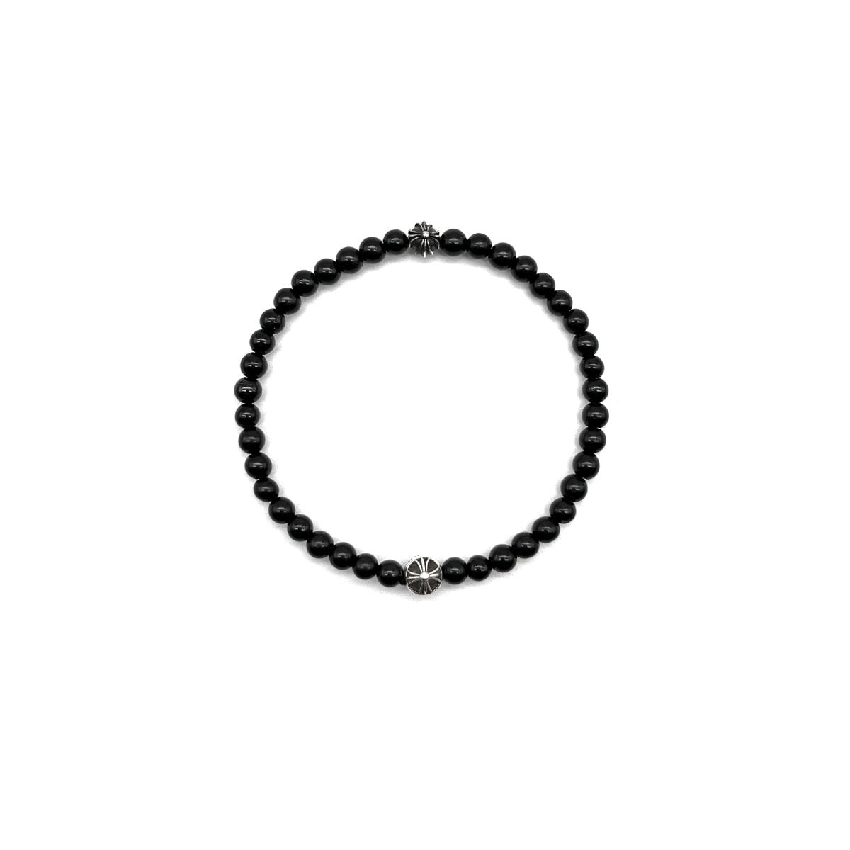 Chrome Hearts 4mm Black 2 Silver Beaded Bracelet - SHENGLI ROAD MARKET