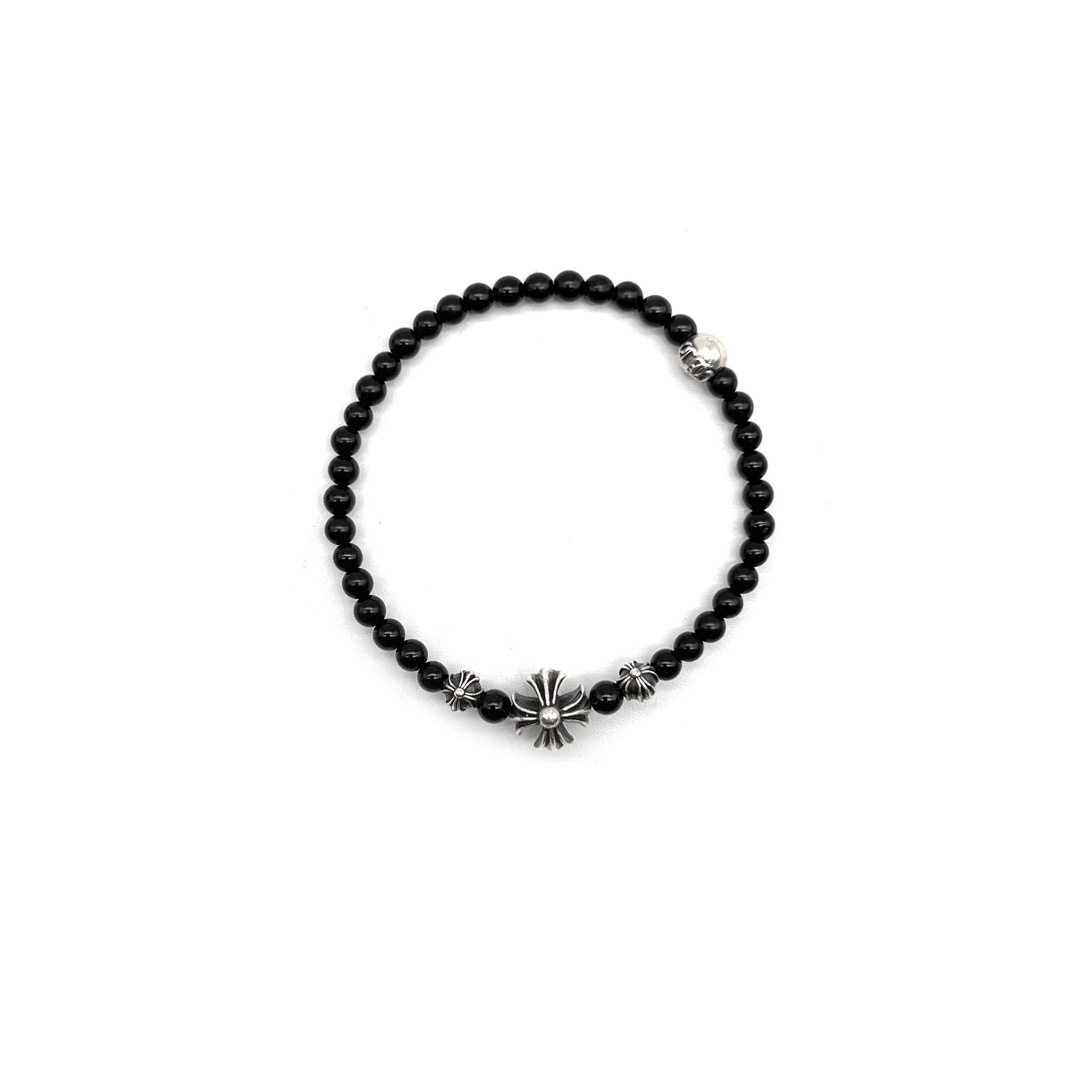 Chrome Hearts 4mm Black 4 Silver Beaded Bracelet - SRM – SHENGLI