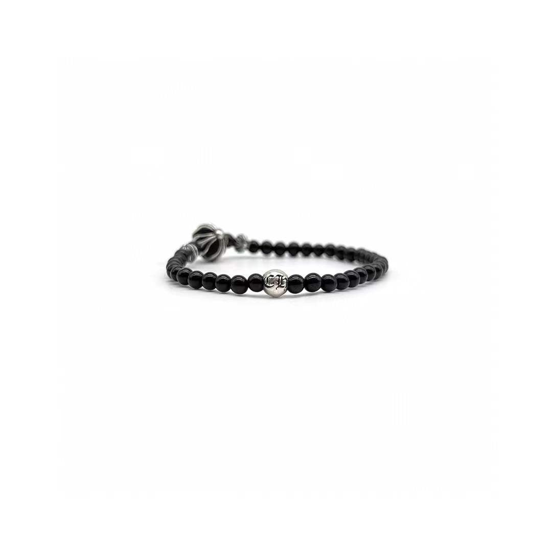 Chrome Hearts 4mm Black 4 Silver Beaded Bracelet - SHENGLI ROAD MARKET