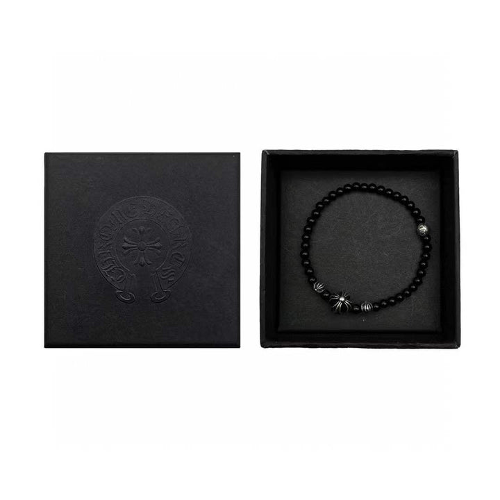 Chrome Hearts 4mm Black 4 Silver Beaded Bracelet - SHENGLI ROAD MARKET