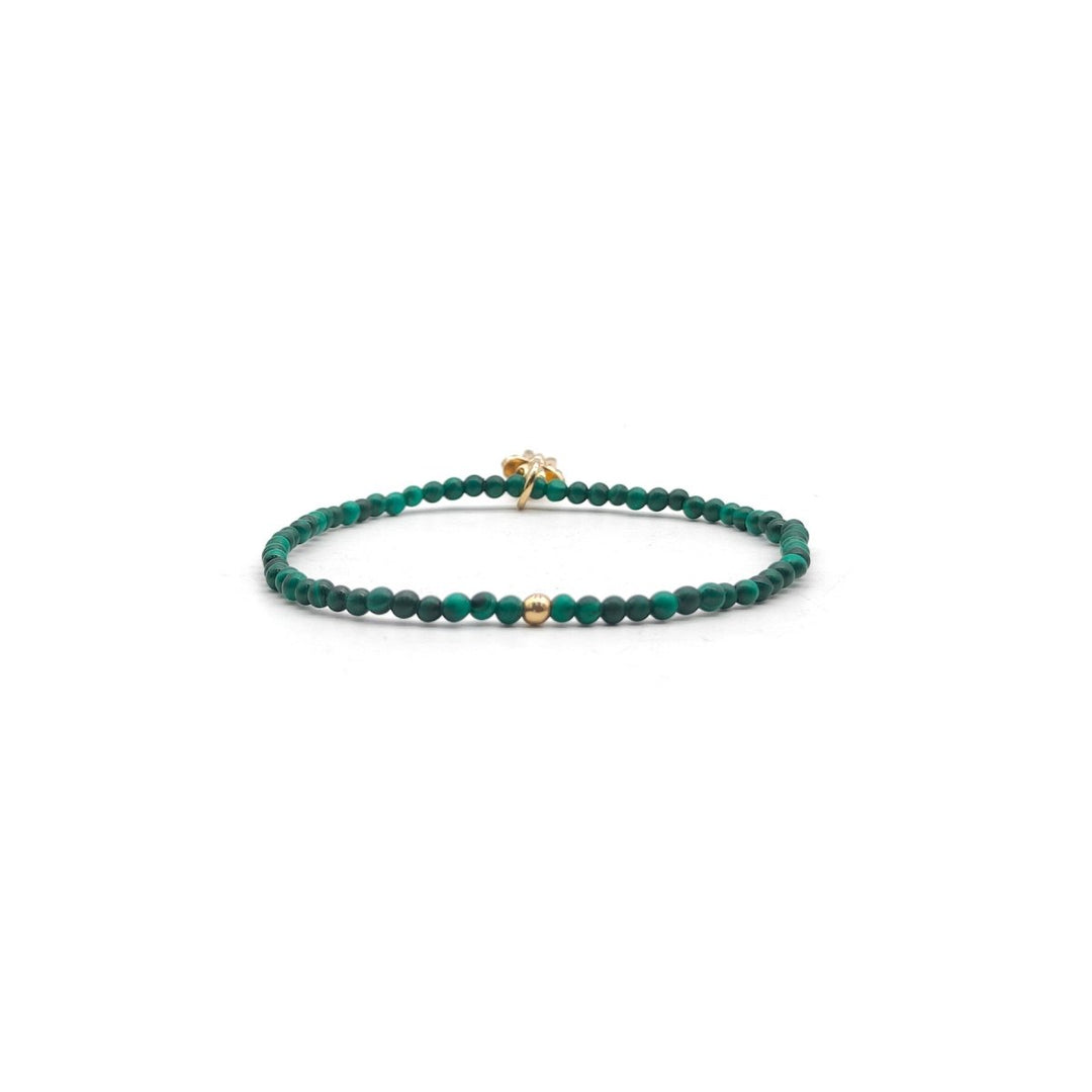 Chrome Hearts 4mm Malachite 22K Gold Cross Charm Pendant Beaded Bracelet - SHENGLI ROAD MARKET