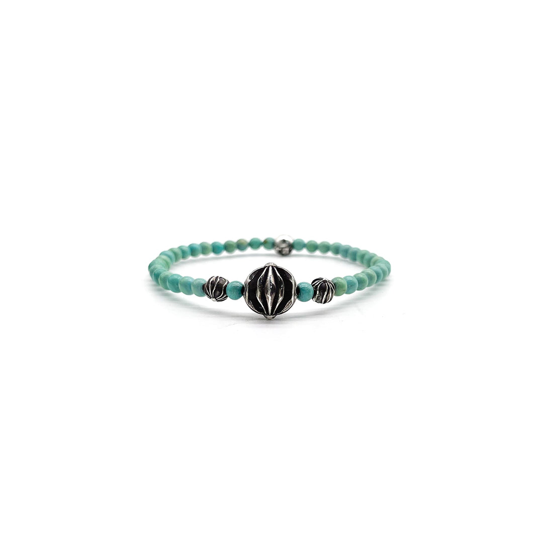 Chrome Hearts 4mm Turquoise 4 Silver Beaded Bracelet - SHENGLI ROAD MARKET