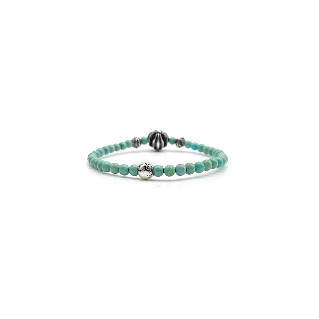 Chrome Hearts 4mm Turquoise 4 Silver Beaded Bracelet - SHENGLI ROAD MARKET