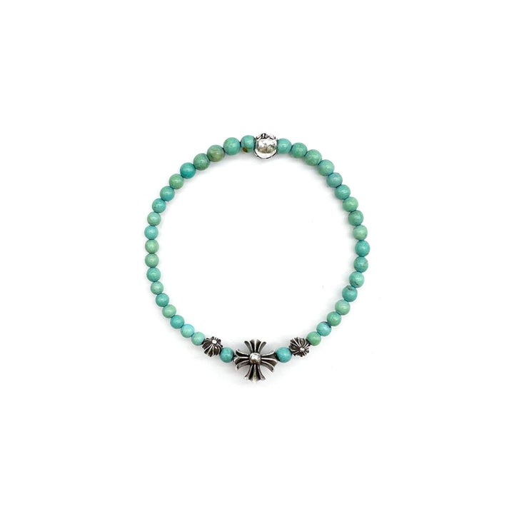 Chrome Hearts 4mm Turquoise 4 Silver Beaded Bracelet - SHENGLI ROAD MARKET