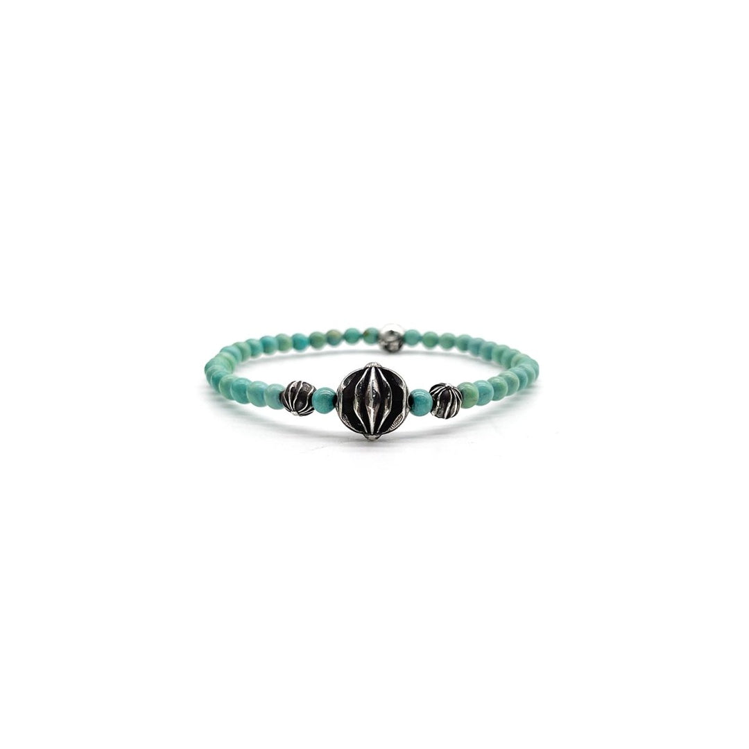 Chrome Hearts 4mm Turquoise 4 Silver Beaded Bracelet - SHENGLI ROAD MARKET