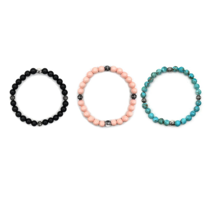 Chrome Hearts 6MM 4 Silver Cross Bead Bracelet - SHENGLI ROAD MARKET