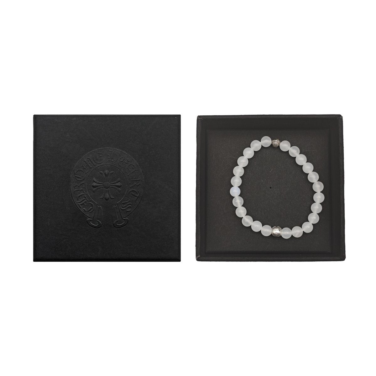 CHROME HEARTS 6mm Beaded White Agate 2 Silver Bracelet - SHENGLI ROAD MARKET