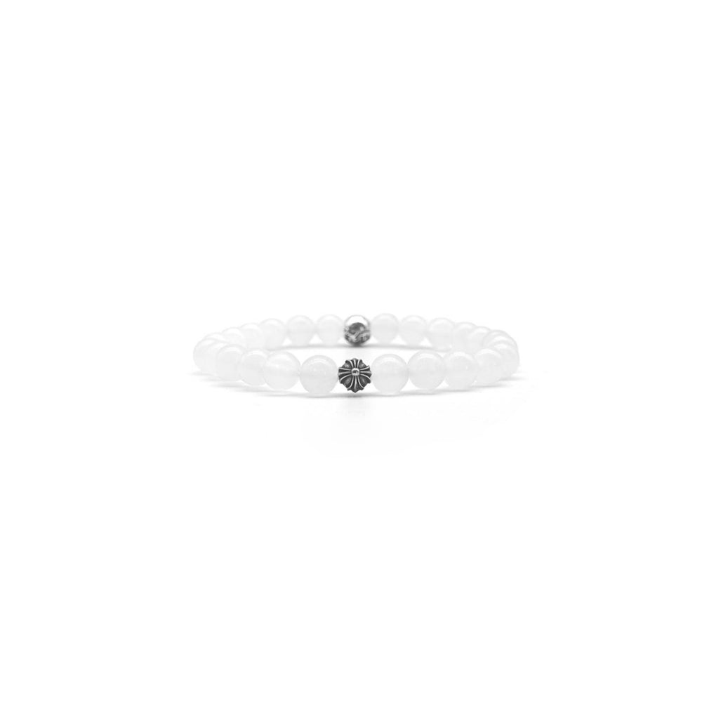 Chrome Hearts 6mm Beaded White Agate 2 Silver Bracelet - SHENGLI ROAD MARKET