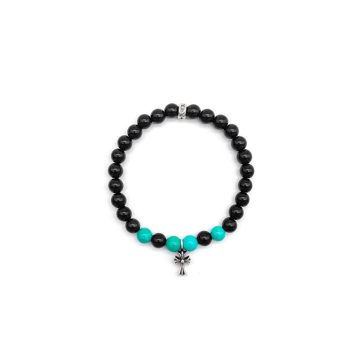 Chrome Hearts 6mm Black And Green Bead Cross Bracelet - SHENGLI ROAD MARKET