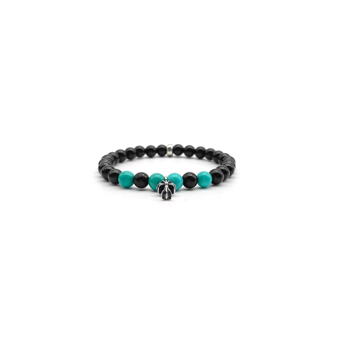 Chrome Hearts 6mm Black And Green Bead Cross Bracelet - SHENGLI ROAD MARKET