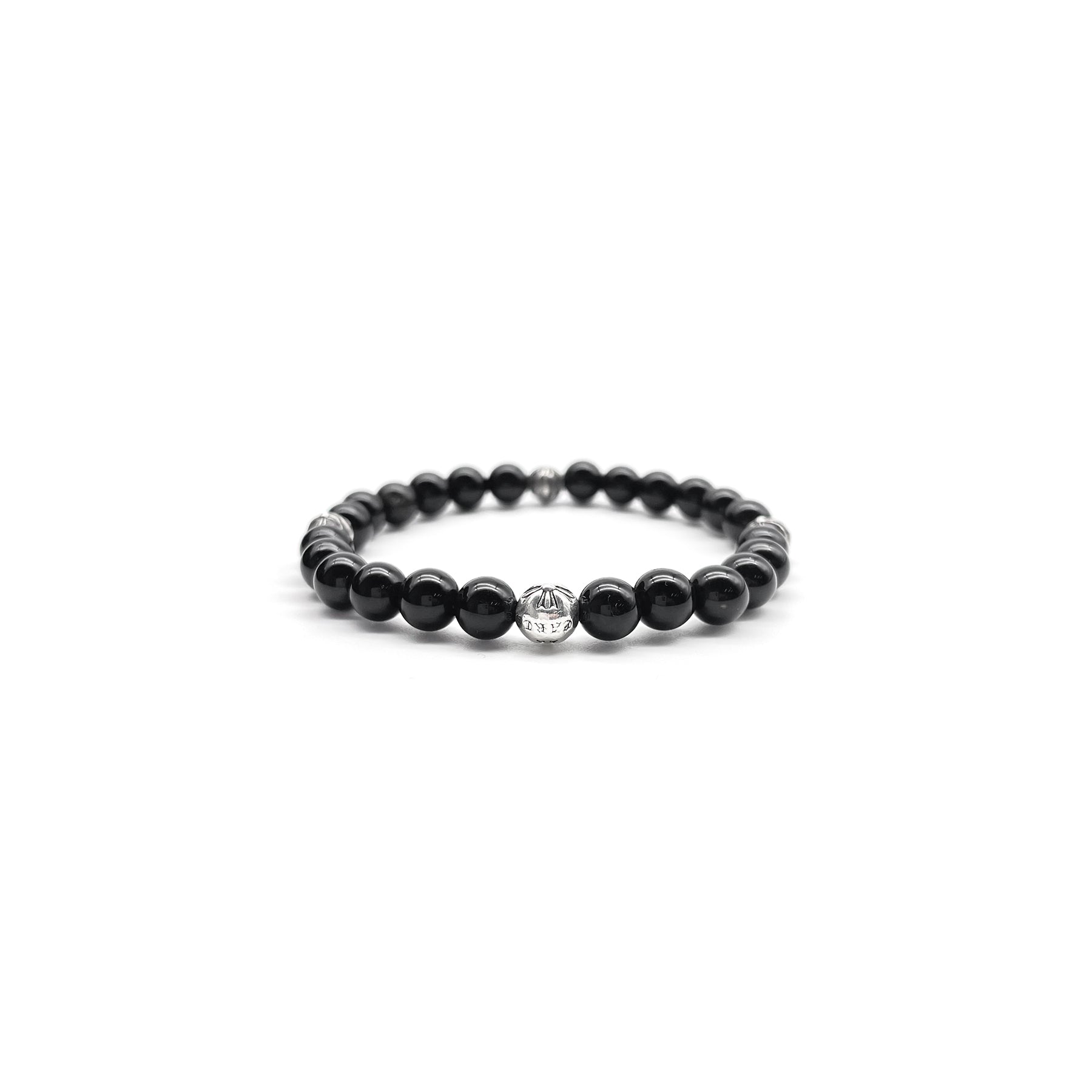 Chrome Hearts 6mm Beaded 4 Silver Cross Ball Bracelet – SHENGLI