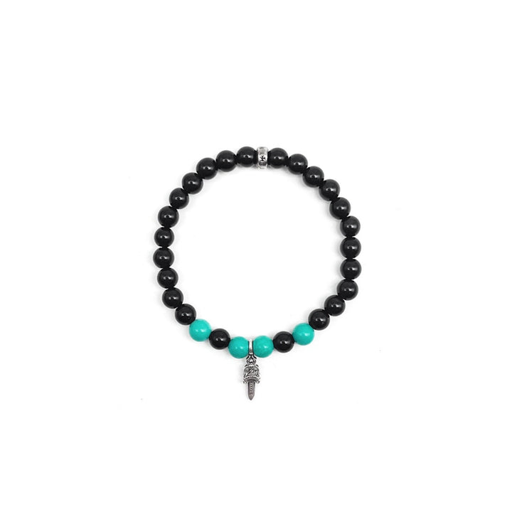Chrome Hearts 6mm Black&Green Bead Dagger Bracelet - SHENGLI ROAD MARKET