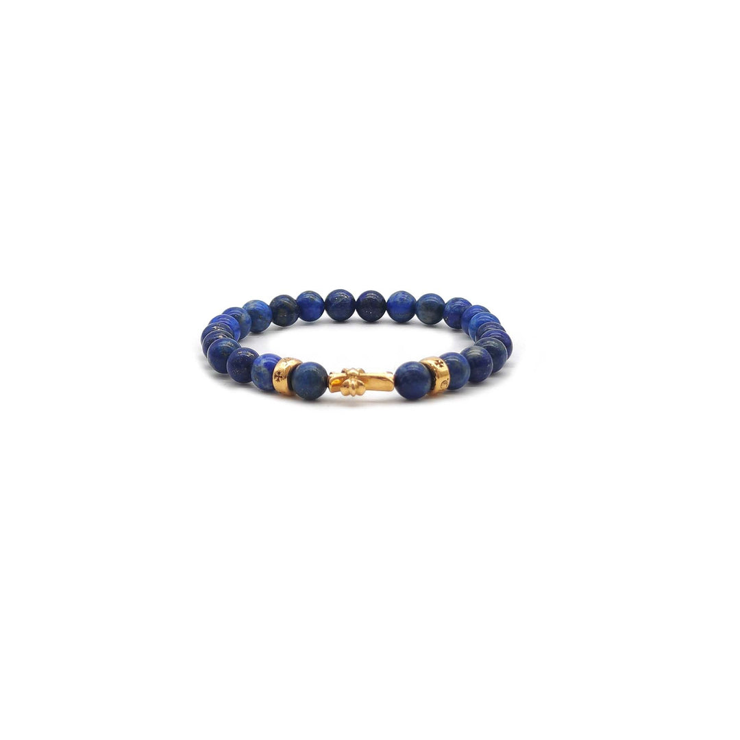 Chrome Hearts 6mm Blue 3 Gold Cross Beaded Bracelet - SHENGLI ROAD MARKET