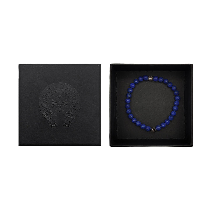 Chrome Hearts 6mm Blue Silver Cross Ball Beaded Bracelet - SHENGLI ROAD MARKET