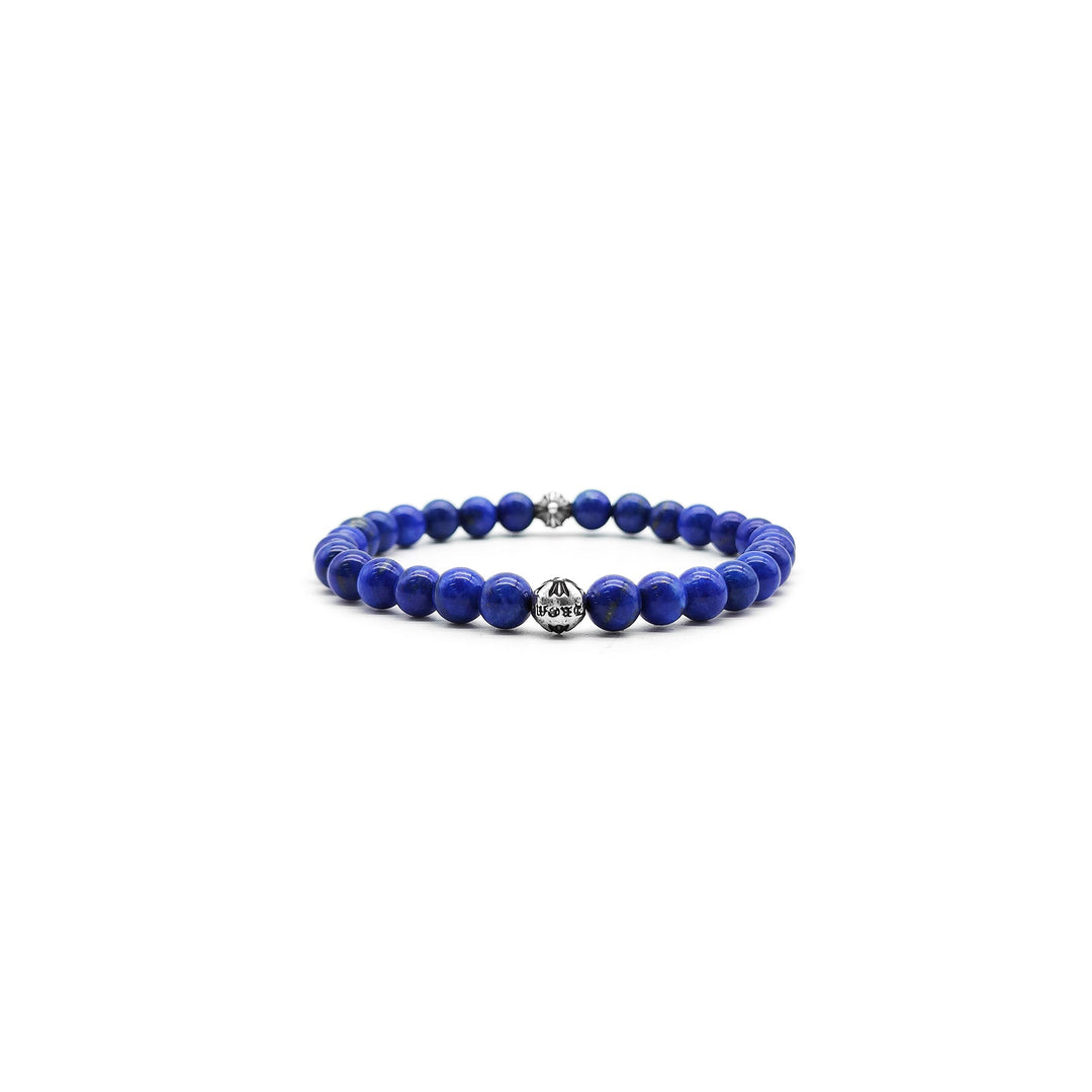 Chrome Hearts 6mm Blue Silver Cross Ball Beaded Bracelet - SHENGLI ROAD MARKET