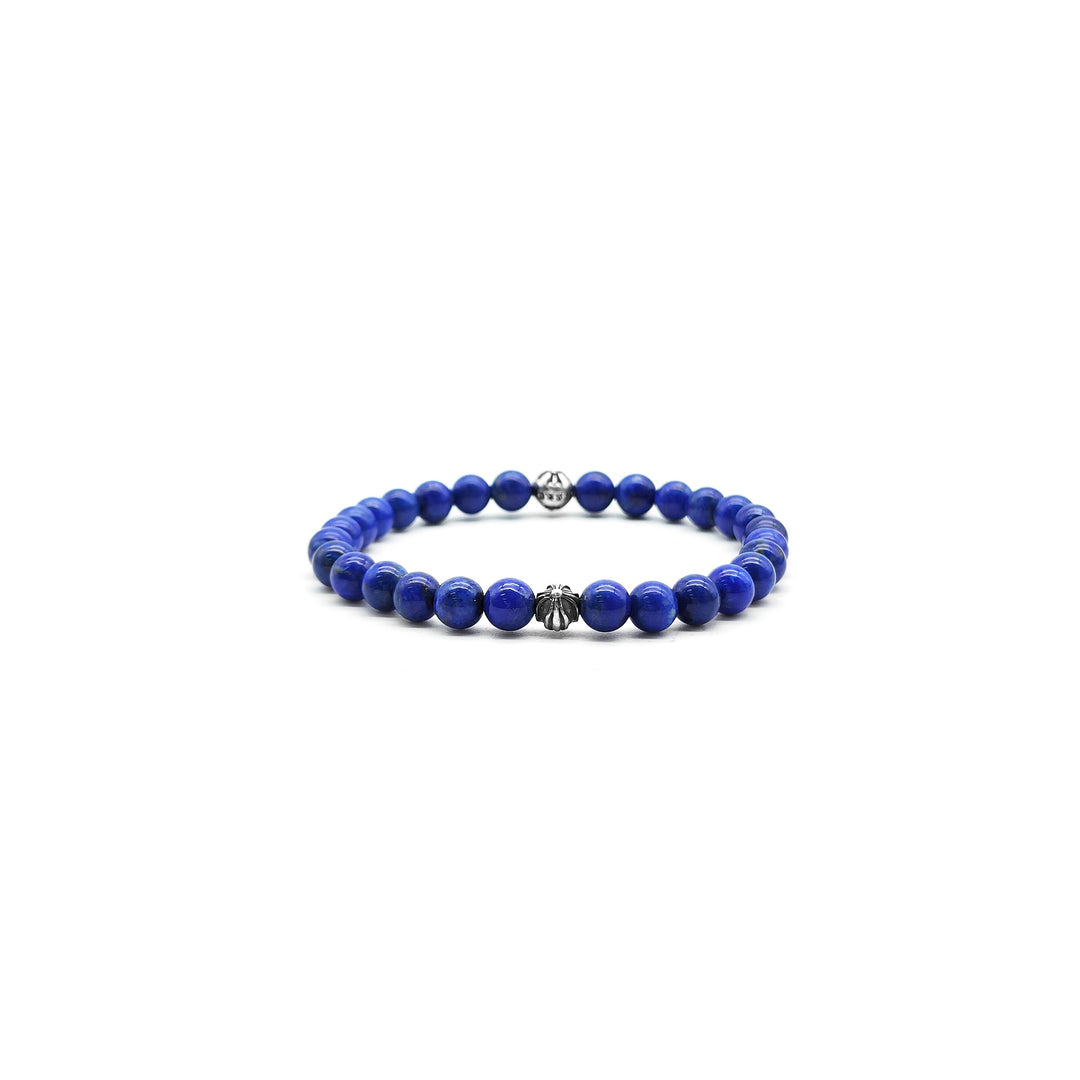 Chrome Hearts 6mm Blue Silver Cross Ball Beaded Bracelet - SHENGLI ROAD MARKET
