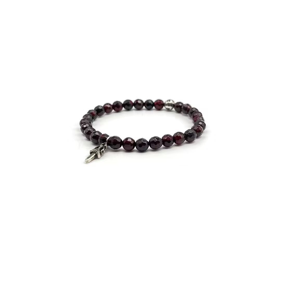 Chrome Hearts 6mm Garnet 2 Silver Beaded Bracelet - SHENGLI ROAD MARKET