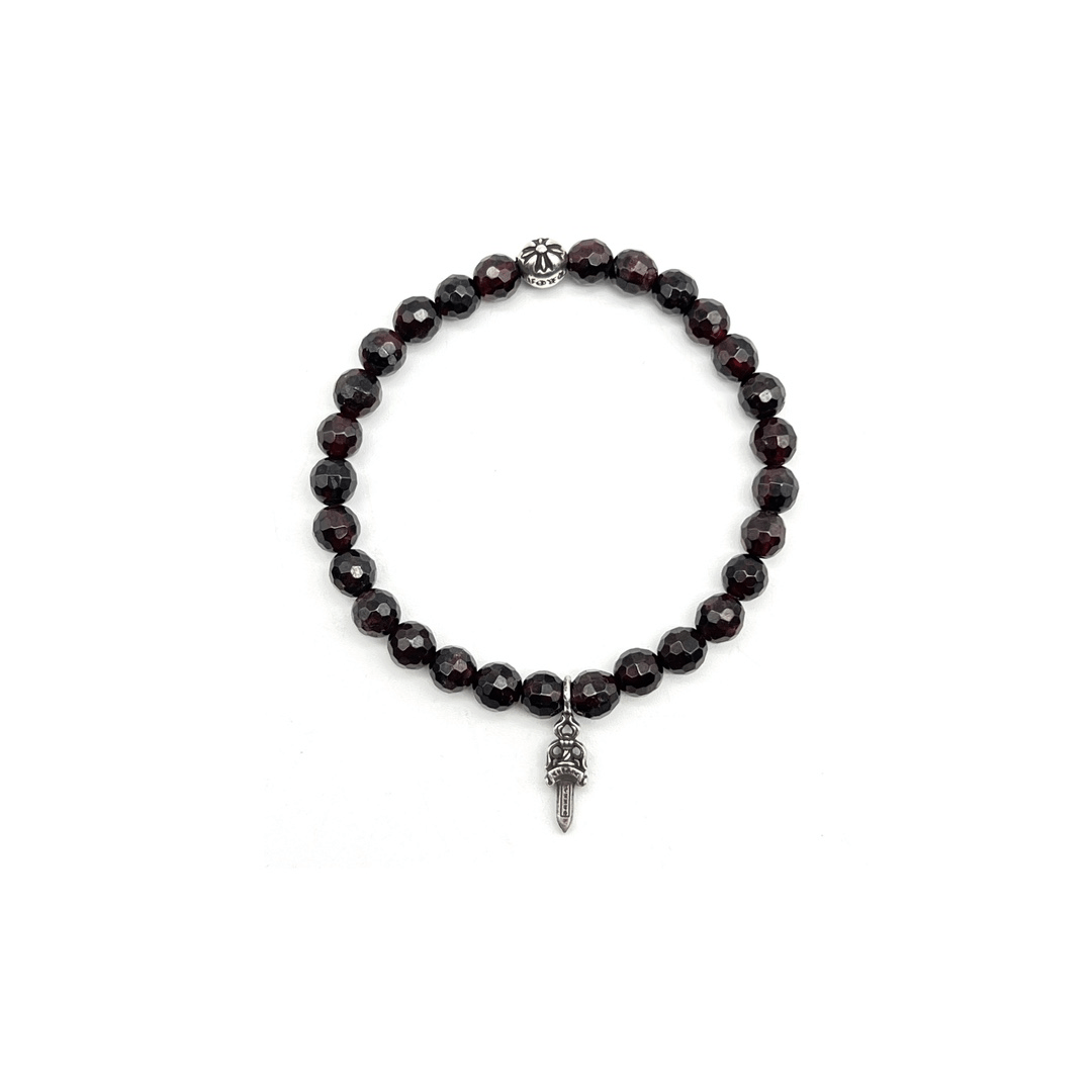 Chrome Hearts 6mm Garnet 2 Silver Beaded Bracelet - SHENGLI ROAD MARKET