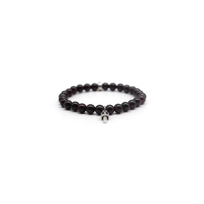 Chrome Hearts 6mm Garnet 2 Silver Beaded Dagger Bracelet - SHENGLI ROAD MARKET