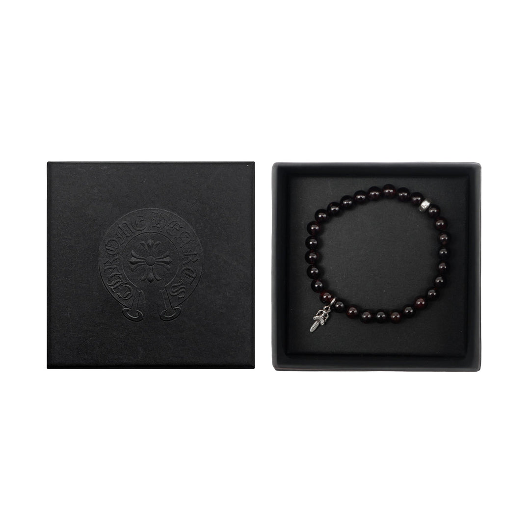 Chrome Hearts 6mm Garnet 2 Silver Dagger Beaded Bracelet - SHENGLI ROAD MARKET