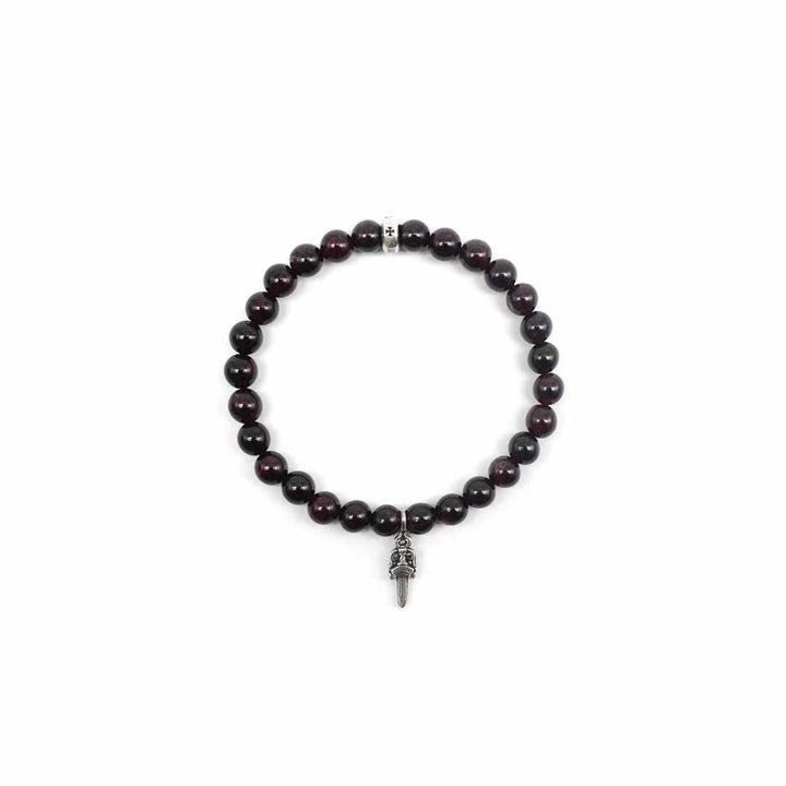 Chrome Hearts 6mm Garnet 2 Silver Dagger Beaded Bracelet - SHENGLI ROAD MARKET