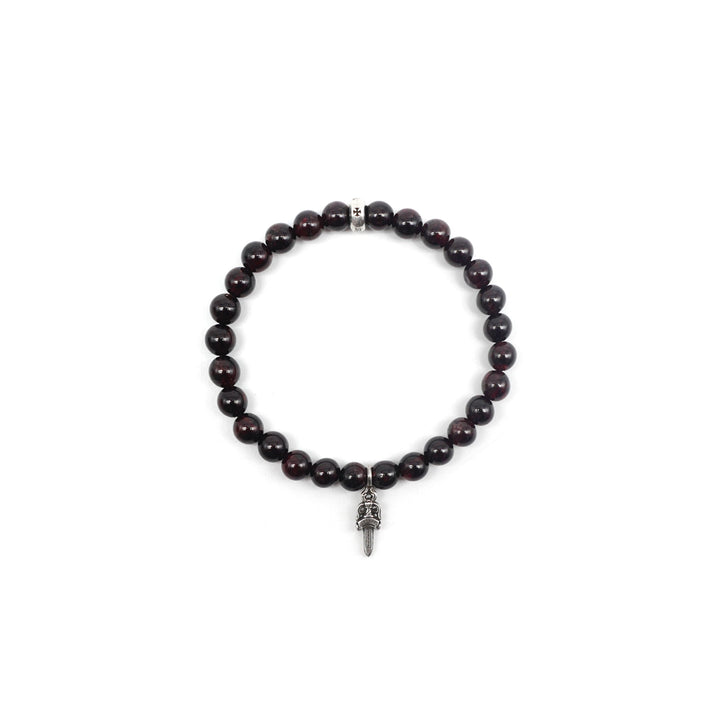 Chrome Hearts 6mm Garnet 2 Silver Dagger Beaded Bracelet - SHENGLI ROAD MARKET