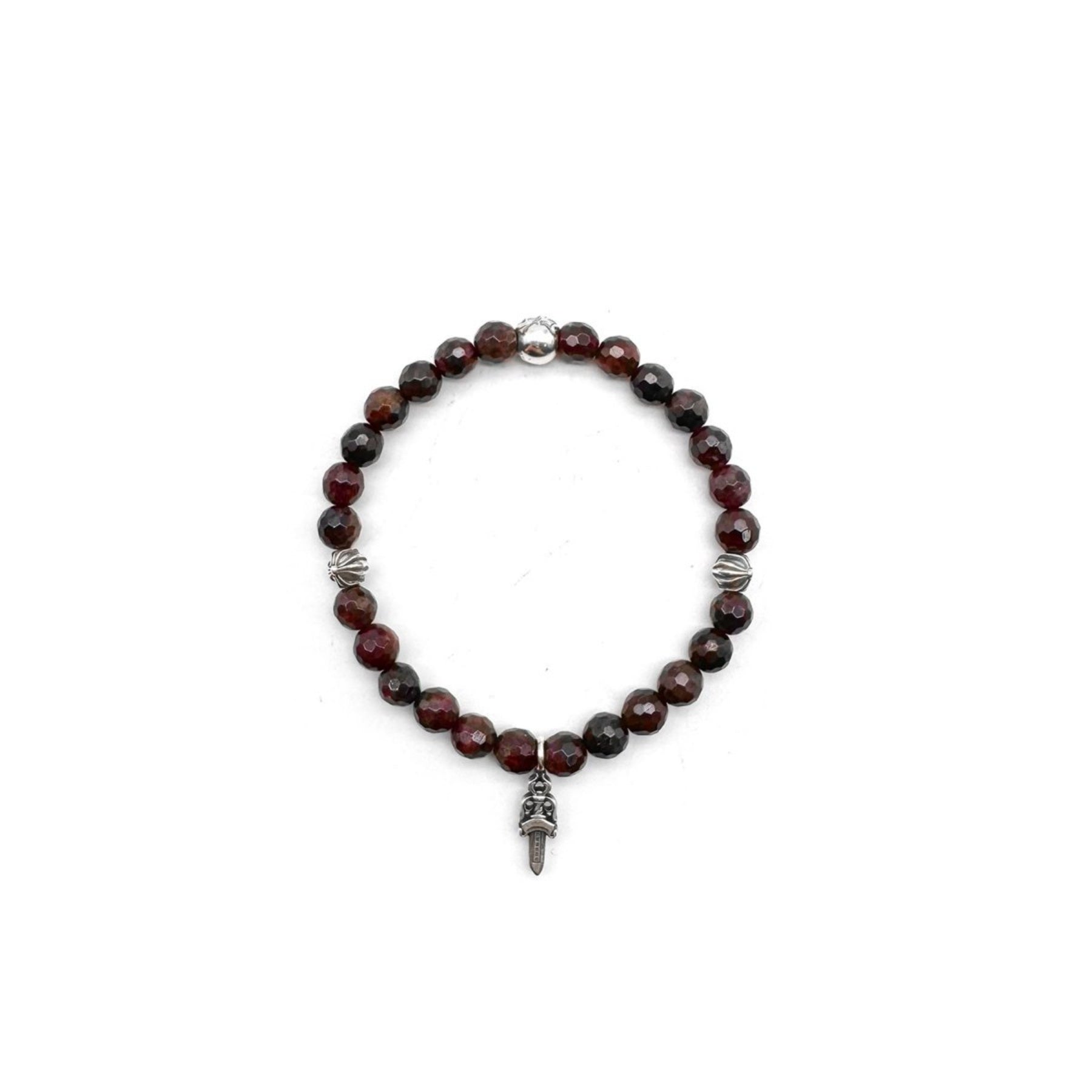 Chrome Hearts 6mm Garnet 4 Silver Beaded Bracelet - SRM – SHENGLI