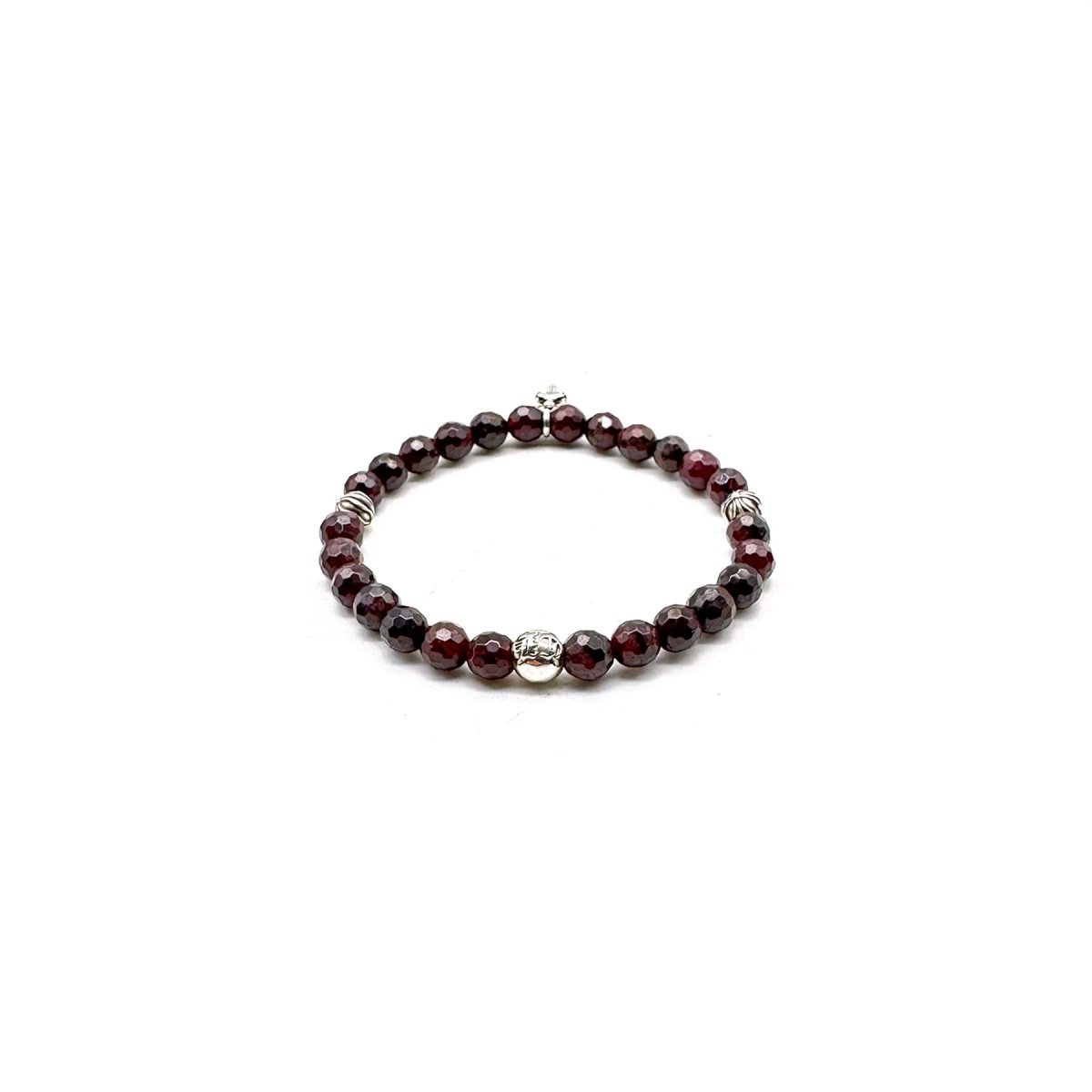 Chrome Hearts 6mm Garnet 4 Silver Beaded Bracelet - SRM