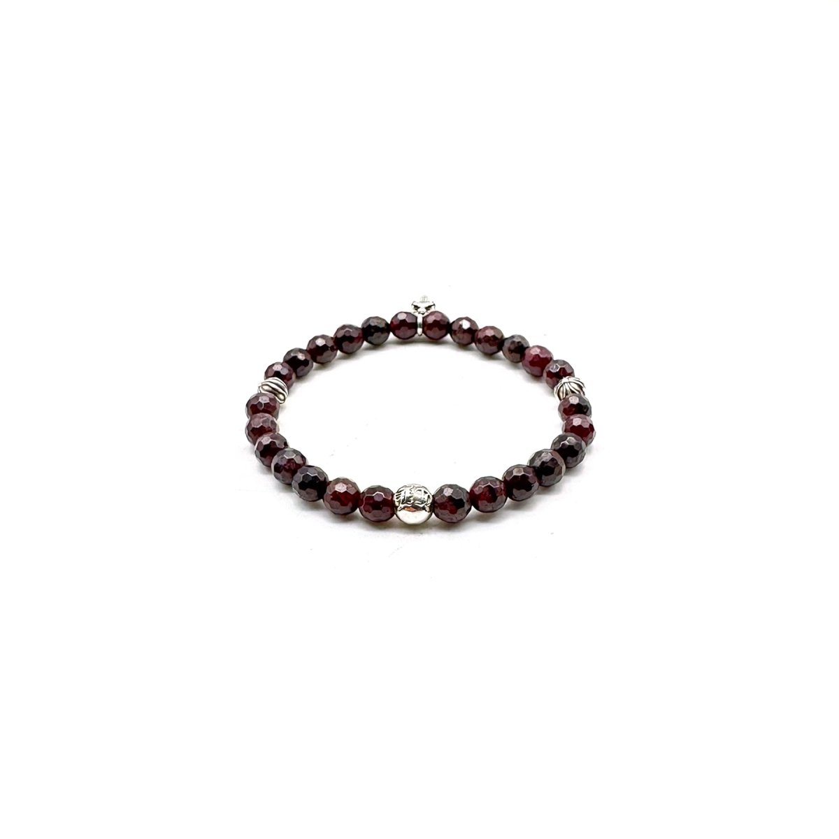 Chrome Hearts 6mm Garnet 4 Silver Beaded Bracelet - SHENGLI ROAD MARKET