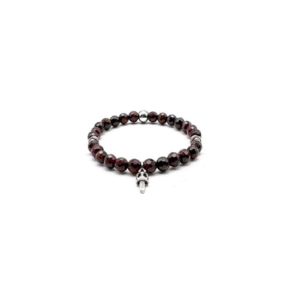 Chrome Hearts 6mm Garnet 4 Silver Beaded Bracelet - SHENGLI ROAD MARKET