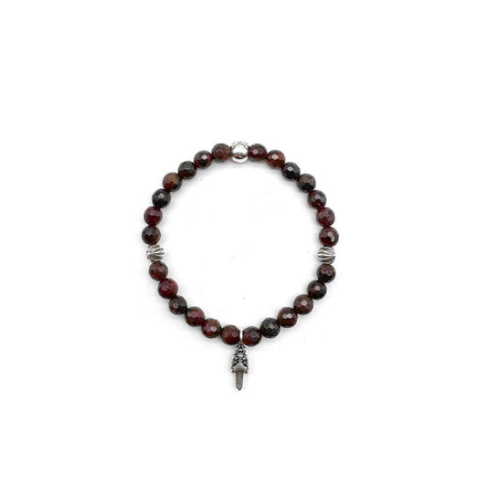 Chrome Hearts 6mm Garnet 4 Silver Beaded Bracelet - SHENGLI ROAD MARKET