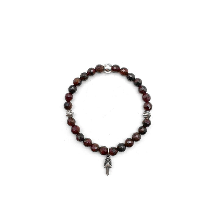 Chrome Hearts 6mm Garnet 4 Silver Beaded Bracelet - SHENGLI ROAD MARKET