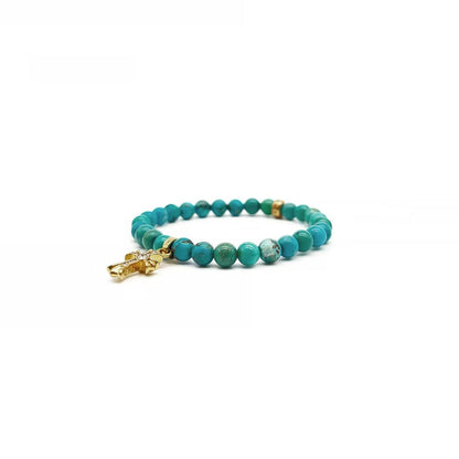 Chrome Hearts 6mm Green 22K Gold Diamond Babyfat Beaded Bracelet - SHENGLI ROAD MARKET