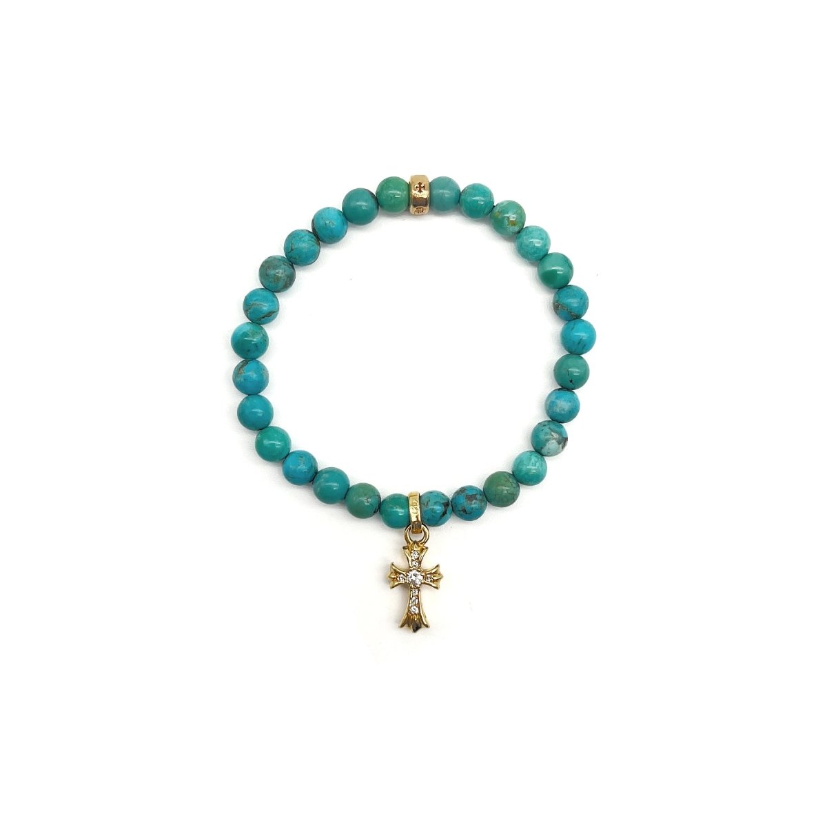 Chrome Hearts 6mm Green 22K Gold Diamond Babyfat Beaded