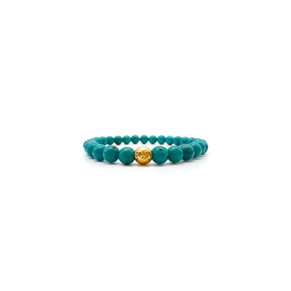 Chrome Hearts 6mm Green Single 22K Gold Beaded Bracelet - SHENGLI ROAD MARKET