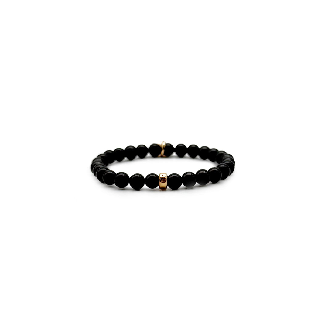 Chrome Hearts 6mm Obsidain 22K Gold Dagger Beaded Bracelet - SHENGLI ROAD MARKET