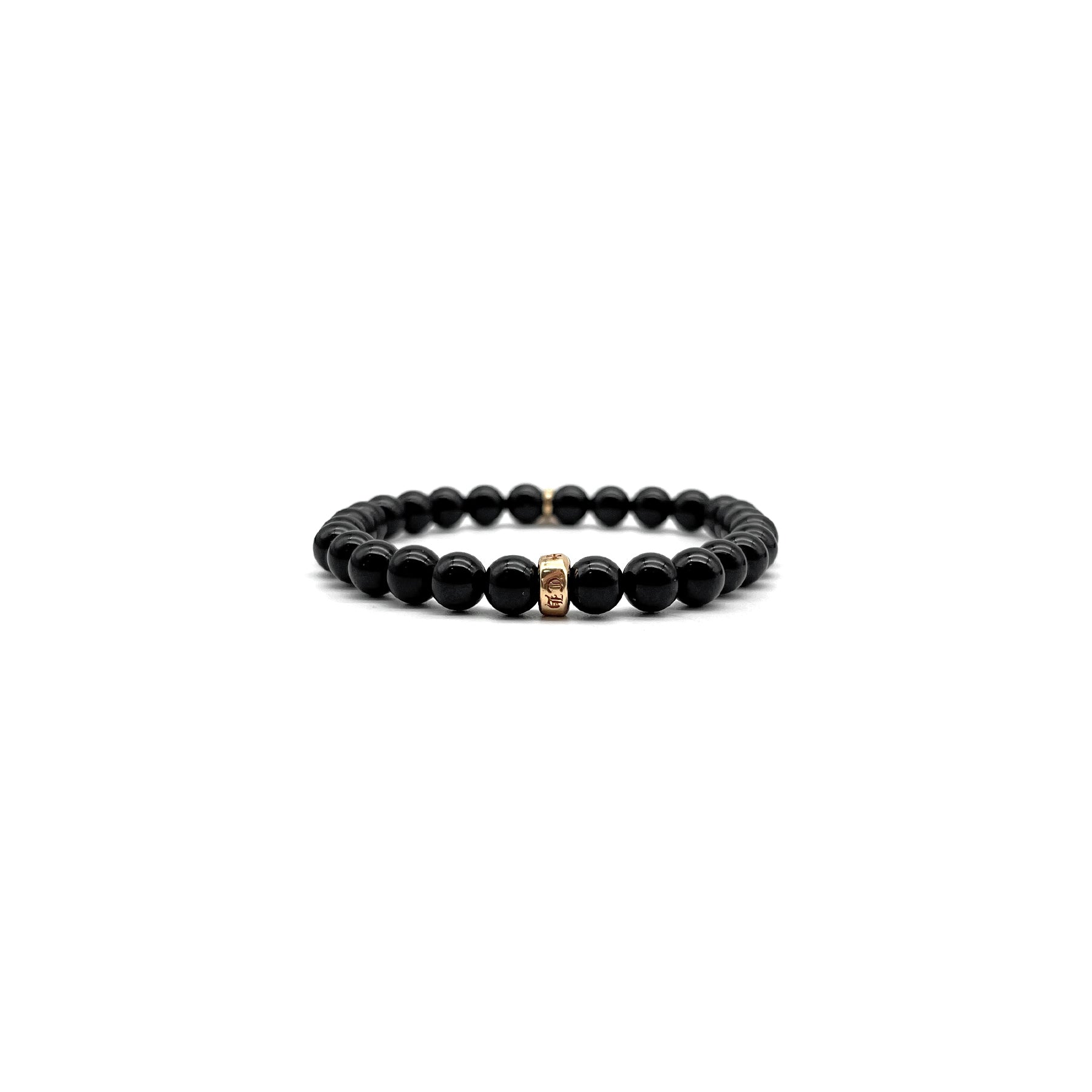 Chrome Hearts 6mm 22K Gold Cross Charm Pendant Beaded Bracelet