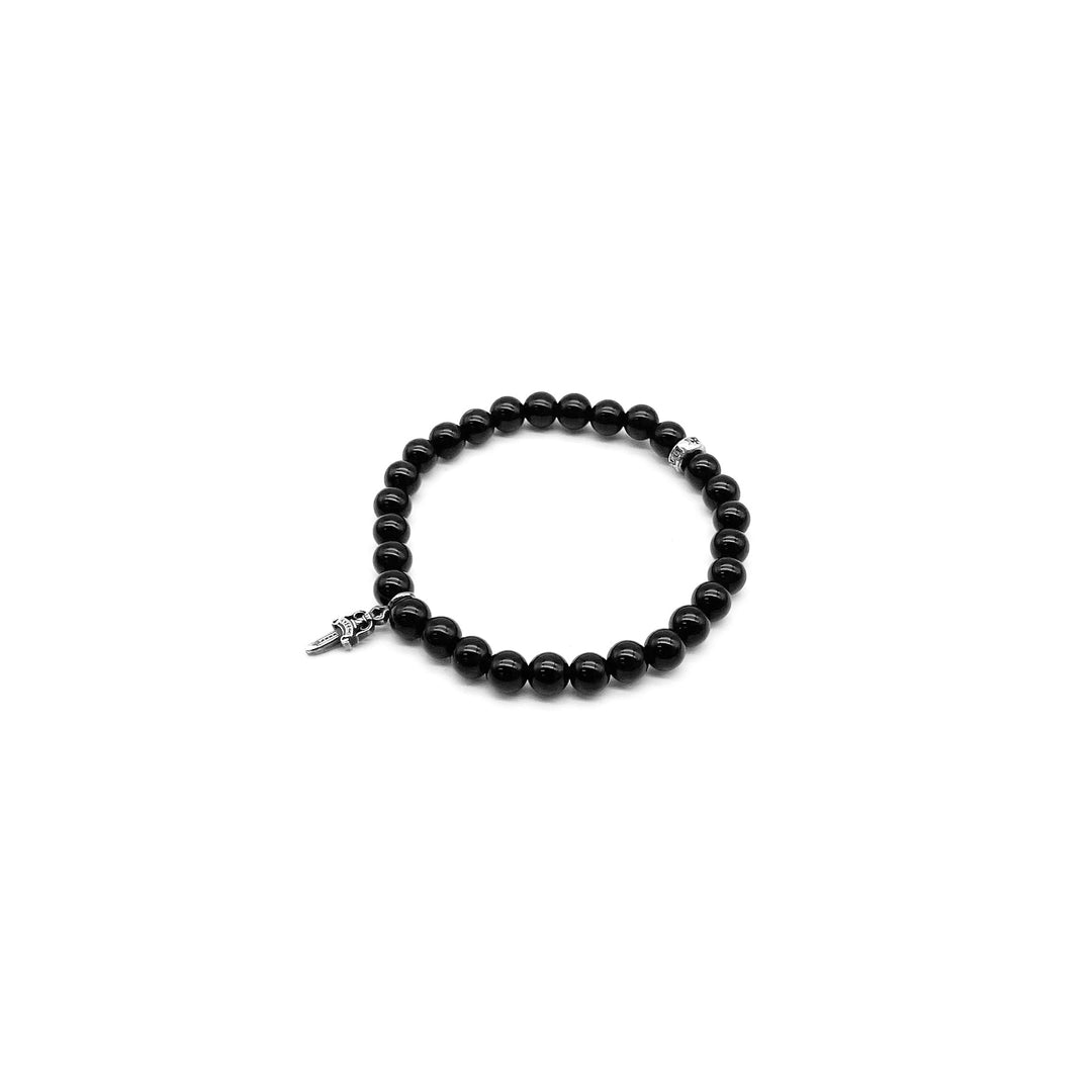 Chrome Hearts 6mm Obsidian Silver Dagger Beaded Bracelet - SHENGLI ROAD MARKET