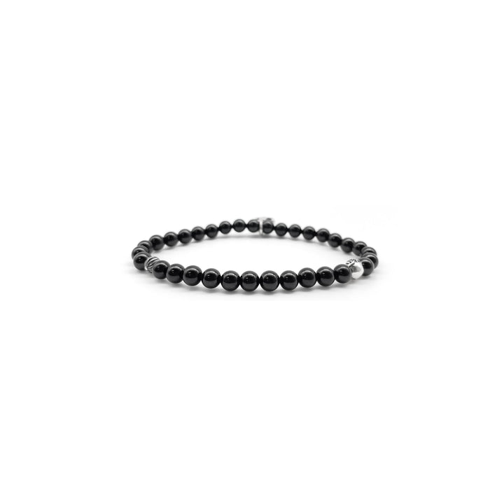 Chrome Hearts 6mm Obsidian Silver Fleur Pendant Beaded Bracelet - SHENGLI ROAD MARKET