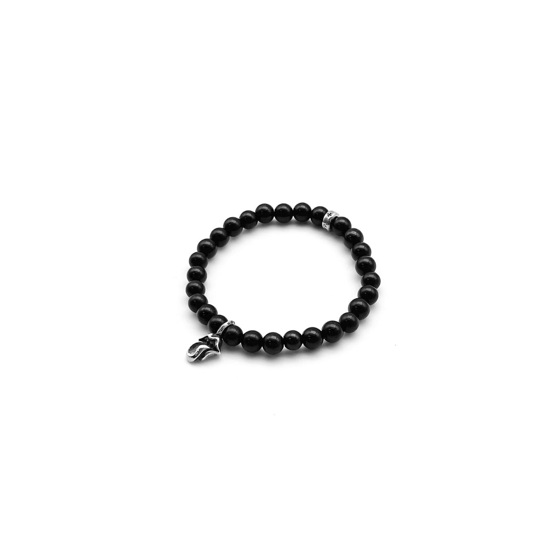 Chrome Hearts 6mm Obsidian Silver Tongue Beaded Bracelet - SHENGLI ROAD MARKET