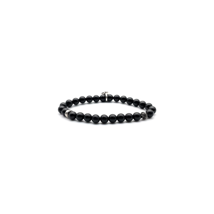 Chrome Hearts 6mm Obsidian Silver Vine Heart Beaded Bracelet - SHENGLI ROAD MARKET