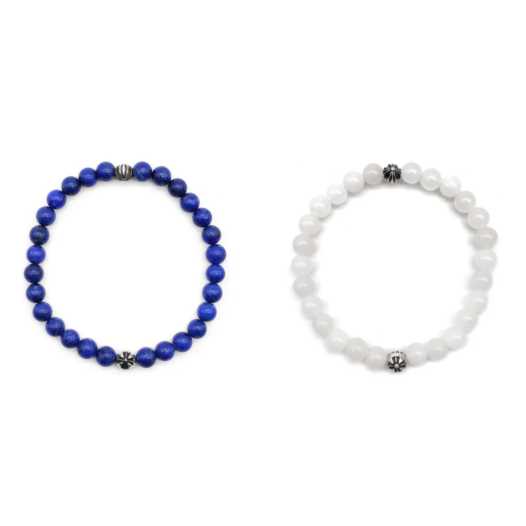 Chrome Hearts 6mm Silver Cross Ball Beaded Bracelet - SRM