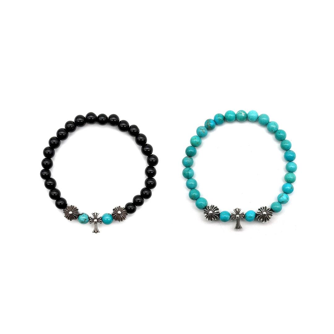 Chrome Hearts 6mm Silver Cross Beaded Bracelet - SHENGLI ROAD MARKET