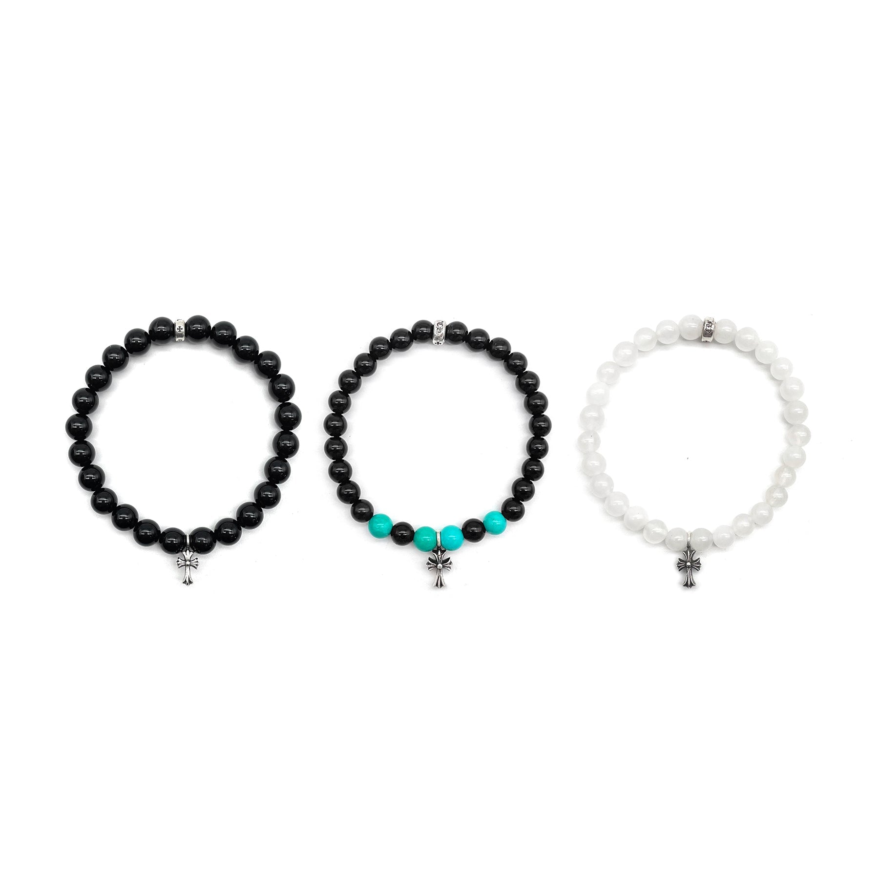 Chrome Hearts 6mm Silver Cross Beaded Bracelet - SHENGLI ROAD MARKET