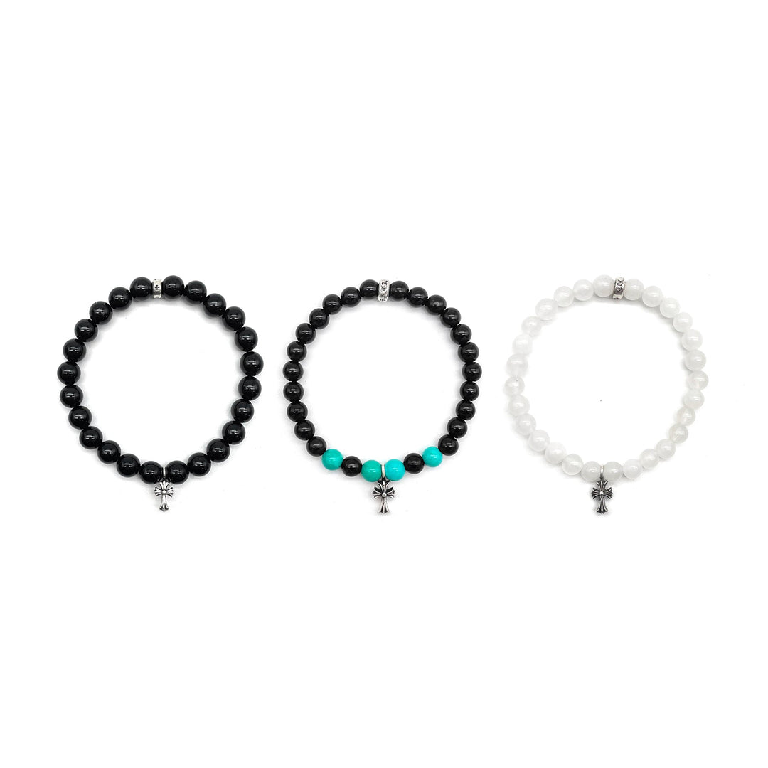 Chrome Hearts 6mm Silver Cross Beaded Bracelet - SHENGLI ROAD MARKET
