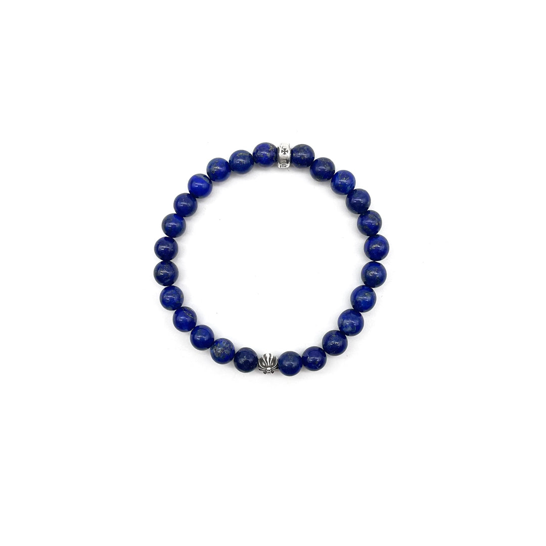 Chrome Hearts 6mm Silver Cross Blue Bead Bracelet - SHENGLI ROAD MARKET