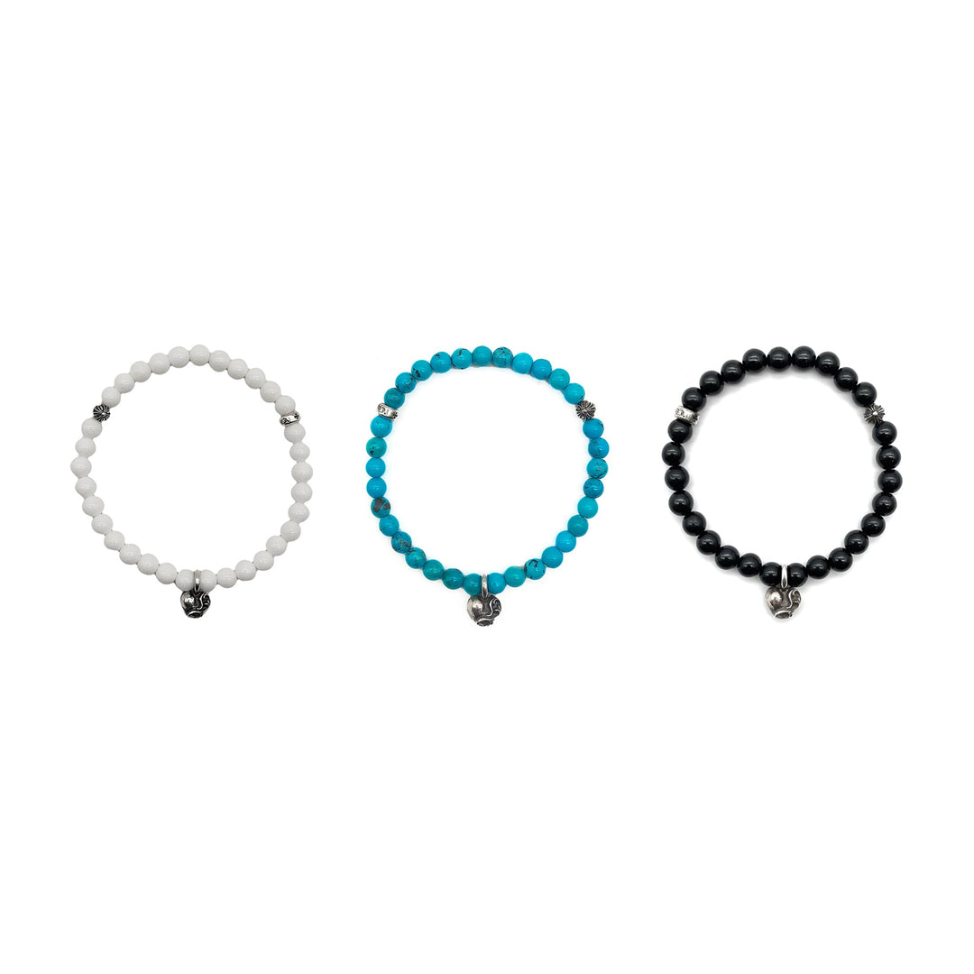 Chrome Hearts 6mm Silver Vine Heart Beaded Bracelet - SHENGLI ROAD MARKET